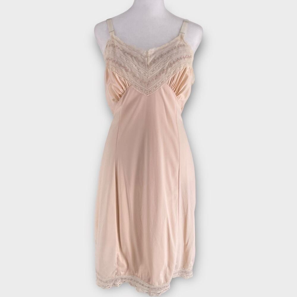 Gaymode JC Penneys Ivory Cream Lace Accent Gown Lingerie Slip Dress 38